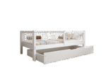 ALFIE Klassisches Kinderbett aus Holz mit runden Sprossen und Bettwäsche-Schublade