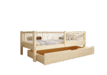 ALFIE Klassisches Kinderbett aus Holz mit runden Sprossen und Bettwäsche-Schublade