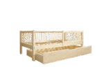 ALFIE Klassisches Kinderbett aus Holz mit runden Sprossen und Bettwäsche-Schublade