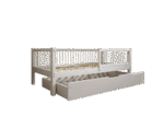 ALFIE Klassisches Kinderbett aus Holz mit runden Sprossen und Bettwäsche-Schublade