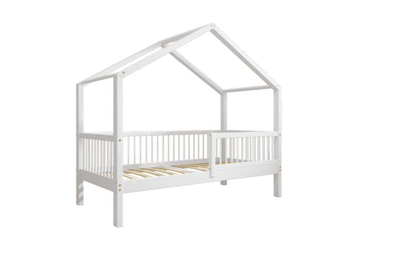 MURLO Klassisches Kinderbett aus Holz mit runden Sprossen, hoch