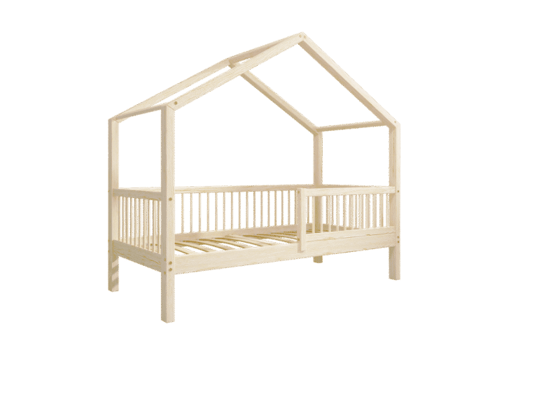 MURLO Klassisches Kinderbett aus Holz mit runden Sprossen, hoch
