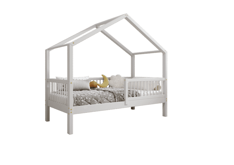 MURLO Klassisches Kinderbett aus Holz mit runden Sprossen, hoch