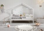 MURLO Klassisches Kinderbett aus Holz mit runden Sprossen, hoch