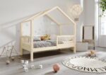 MURLO Klassisches Kinderbett aus Holz mit runden Sprossen, hoch