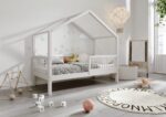 MURLO Klassisches Kinderbett aus Holz mit runden Sprossen, hoch