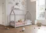 FLORENCE Klassisches Kinderbett aus Holz mit waagerechtem Rausfallschutz, niedrig