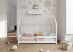 FLORENCE Klassisches Kinderbett aus Holz mit waagerechtem Rausfallschutz, niedrig