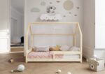 FLORENCE Klassisches Kinderbett aus Holz mit waagerechtem Rausfallschutz, niedrig