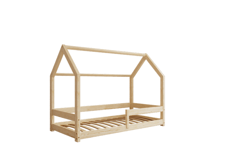 FLORENCE Klassisches Kinderbett aus Holz mit waagerechtem Rausfallschutz, niedrig