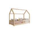 FLORENCE Klassisches Kinderbett aus Holz mit waagerechtem Rausfallschutz, niedrig