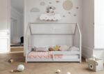 FLORENCE Klassisches Kinderbett aus Holz mit waagerechtem Rausfallschutz, niedrig