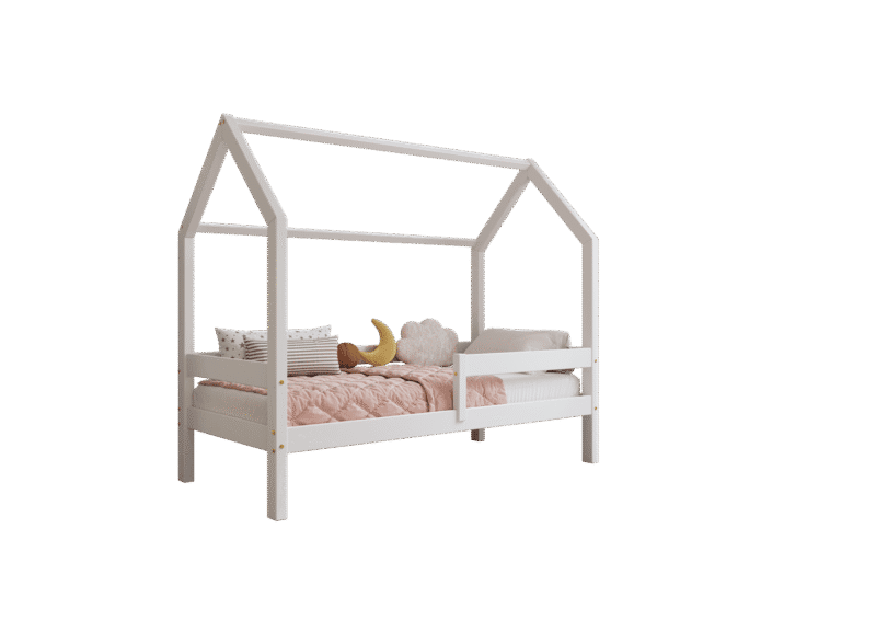 FLORENCE Klassisches Kinderbett aus Holz mit waagerechtem Rausfallschutz, hoch