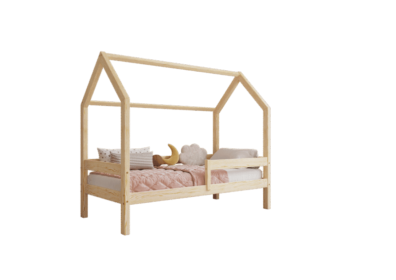 FLORENCE Klassisches Kinderbett aus Holz mit waagerechtem Rausfallschutz, hoch