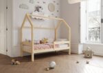 FLORENCE Klassisches Kinderbett aus Holz mit waagerechtem Rausfallschutz, hoch