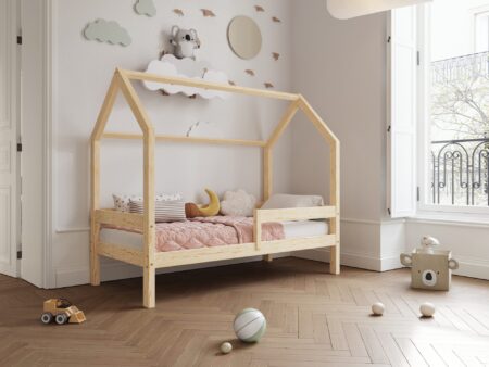 FLORENCE Klassisches Kinderbett aus Holz mit waagerechtem Rausfallschutz, hoch
