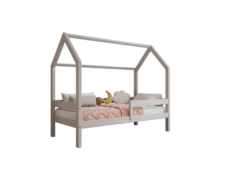 FLORENCE Klassisches Kinderbett aus Holz mit waagerechtem Rausfallschutz, hoch