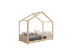 HUFFIE Hausbett aus Holz mit waagerechtem Rausfallschutz, niedrig