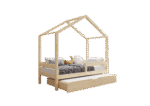 HUFFIE Hausbett aus Holz mit waagerechtem Rausfallschutz und Schlafschublade