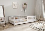 ALFIE Klassisches Kinderbett aus Holz mit runden Sprossen, niedrig