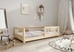 ALFIE Klassisches Kinderbett aus Holz mit runden Sprossen, niedrig