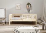 ALFIE Klassisches Kinderbett aus Holz mit runden Sprossen, hoch