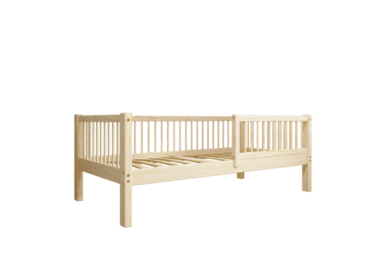 ALFIE Klassisches Kinderbett aus Holz mit runden Sprossen, hoch