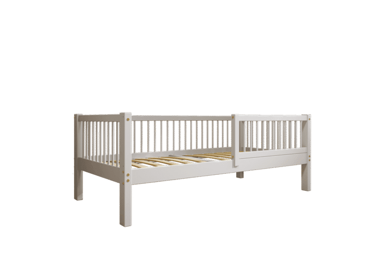 ALFIE Klassisches Kinderbett aus Holz mit runden Sprossen, hoch