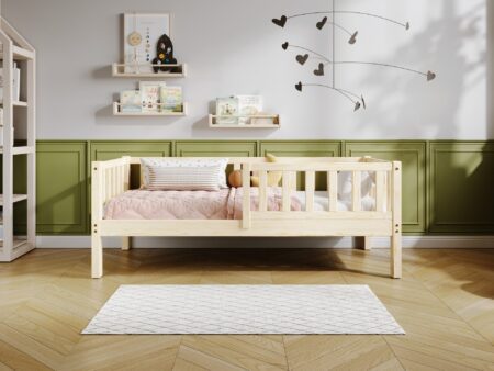 LENA Klassisches Kinderbett aus Holz mit rechteckigen Sprossen, hoch – Versand in 48 h