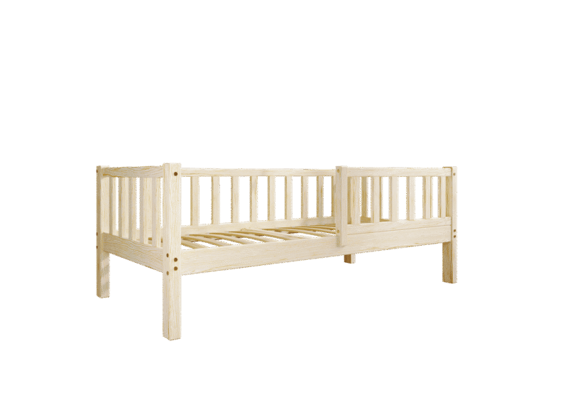 LENA Klassisches Kinderbett aus Holz mit rechteckigen Sprossen, hoch