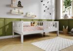LENA Klassisches Kinderbett aus Holz mit rechteckigen Sprossen, hoch