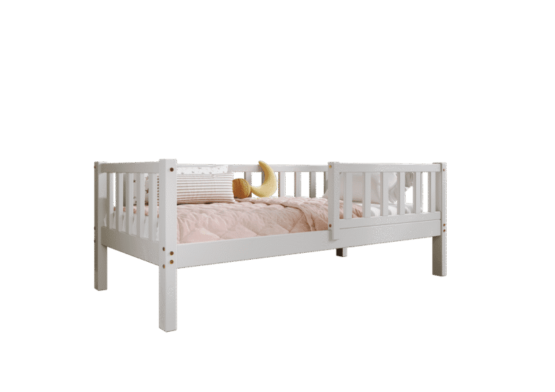 LENA Klassisches Kinderbett aus Holz mit rechteckigen Sprossen, hoch