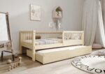 ALFIE Klassisches Kinderbett aus Holz mit runden Sprossen und Schlafschublade