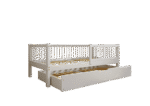 ALFIE Klassisches Kinderbett aus Holz mit runden Sprossen und Schlafschublade