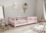 ALFIE Klassisches Kinderbett aus Holz mit runden Sprossen, niedrig