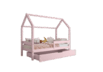 FLORENCE BOX Hausbett aus Holz mit waagerechtem Rausfallschutz und Bettwäsche-Schublade