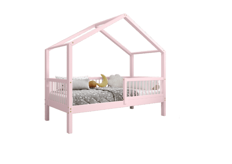 MURLO Klassisches Kinderbett aus Holz mit runden Sprossen, hoch