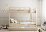 MOLLY DUO Etagenbett aus Holz mit runden Sprossen und Schlafschublade – Versand in 48 h