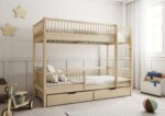MOLLY BOX Etagenbett aus Holz mit runden Sprossen und Bettwäsche-Schubladen – Versand in 48 h