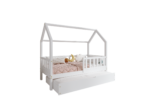POLLIE Hausbett aus Holz mit Zaun-Rausfallschutz und Schlafschublade