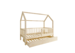 POLLIE Hausbett aus Holz mit Zaun-Rausfallschutz und Schlafschublade