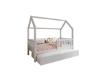 POLLIE Hausbett aus Holz mit Zaun-Rausfallschutz und Schlafschublade