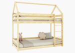 FLORENCE Hausbett-Etagenbett aus Holz mit geradem Rausfallschutz – Versand in 48 h