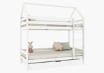 FLORENCE DUO Hausbett-Etagenbett aus Holz mit geradem Rausfallschutz und Schlafschublade