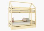 FLORENCE DUO Hausbett-Etagenbett aus Holz mit geradem Rausfallschutz und Schlafschublade – Versand in 48 h
