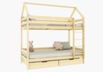 FLORENCE BOX Hausbett-Etagenbett aus Holz mit geradem Rausfallschutz und Bettwäsche-Schubladen – Versand in 48 h