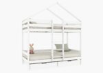 HUFFIE BOX Hausbett-Etagenbett aus Holz mit waagerechtem Rausfallschutz und Bettwäsche-Schubladen
