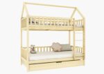 POLLIE DUO Hausbett-Etagenbett aus Holz mit Zaun-Rausfallschutz und Schlafschublade