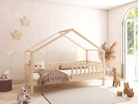 DORMIO Hausbett aus Holz mit rechteckigen Sprossen, hoch