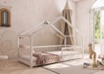 MURLO Klassisches Kinderbett aus Holz mit runden Sprossen, niedrig